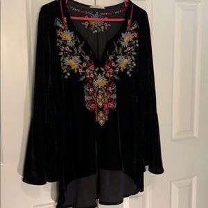 Solitaire Size S Black Velvet Tunic Bohemian